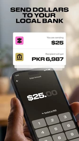 ZAR sending dollars to a local bank in PKR